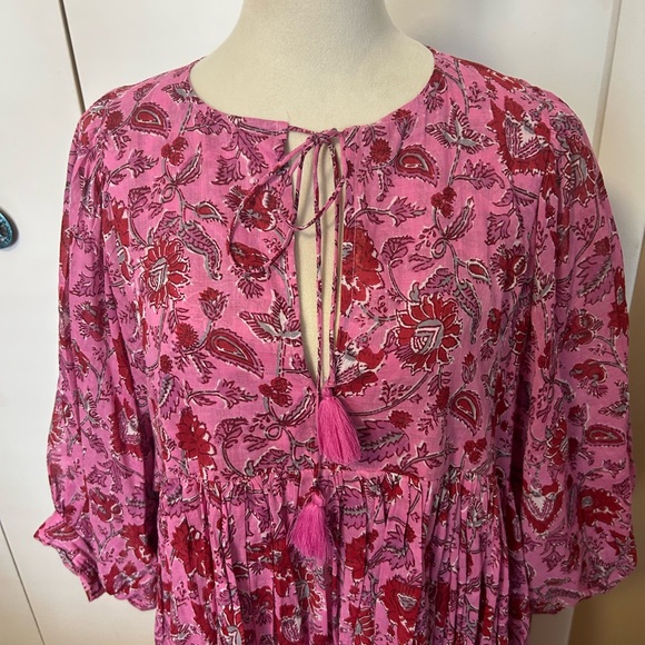 Dolma  Pink and Red Patterned flowy dress - Picture 3 of 8